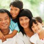 Portrait of a beautiful Asian family.