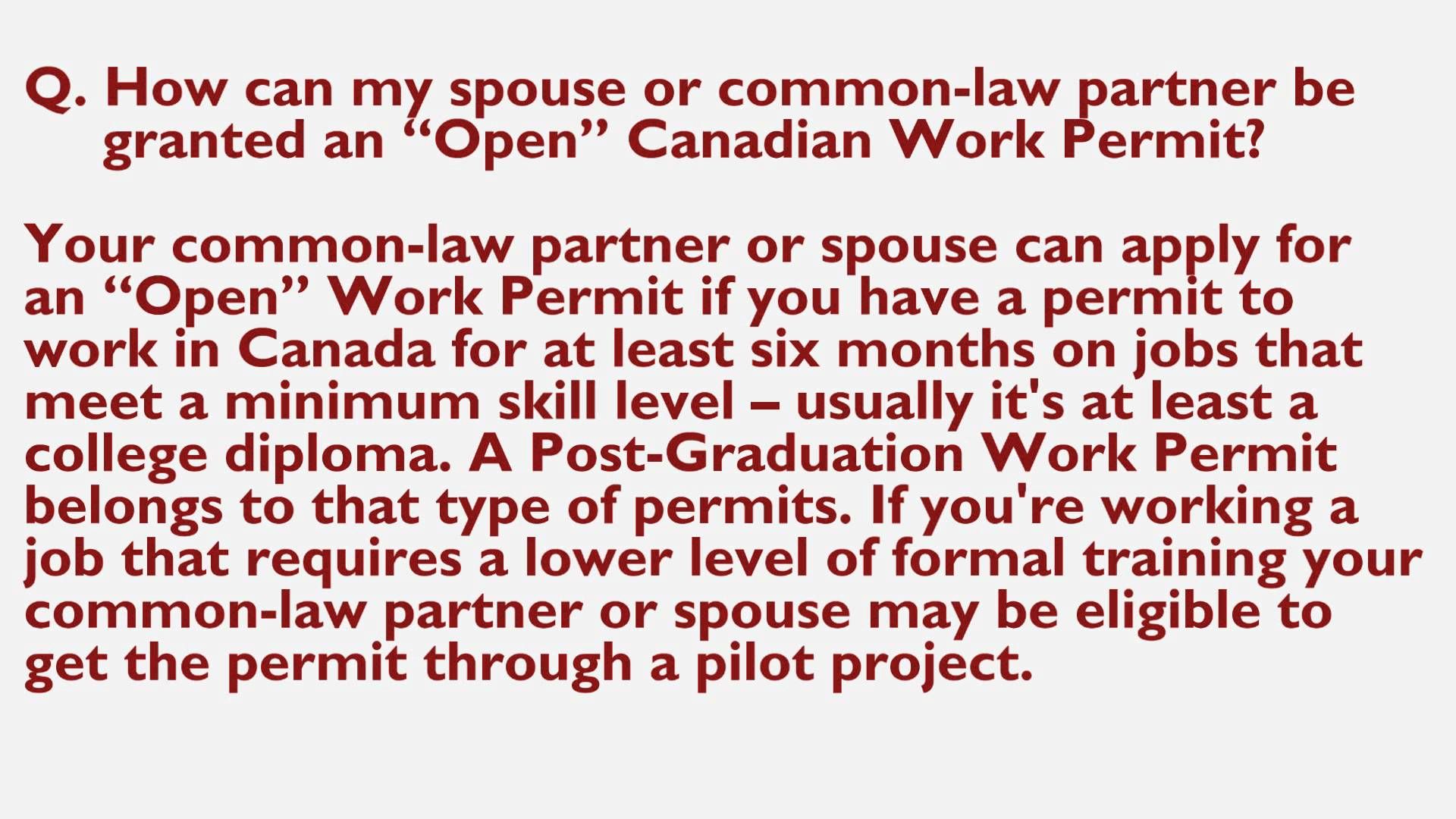 Canada extends open work permit for Spouses