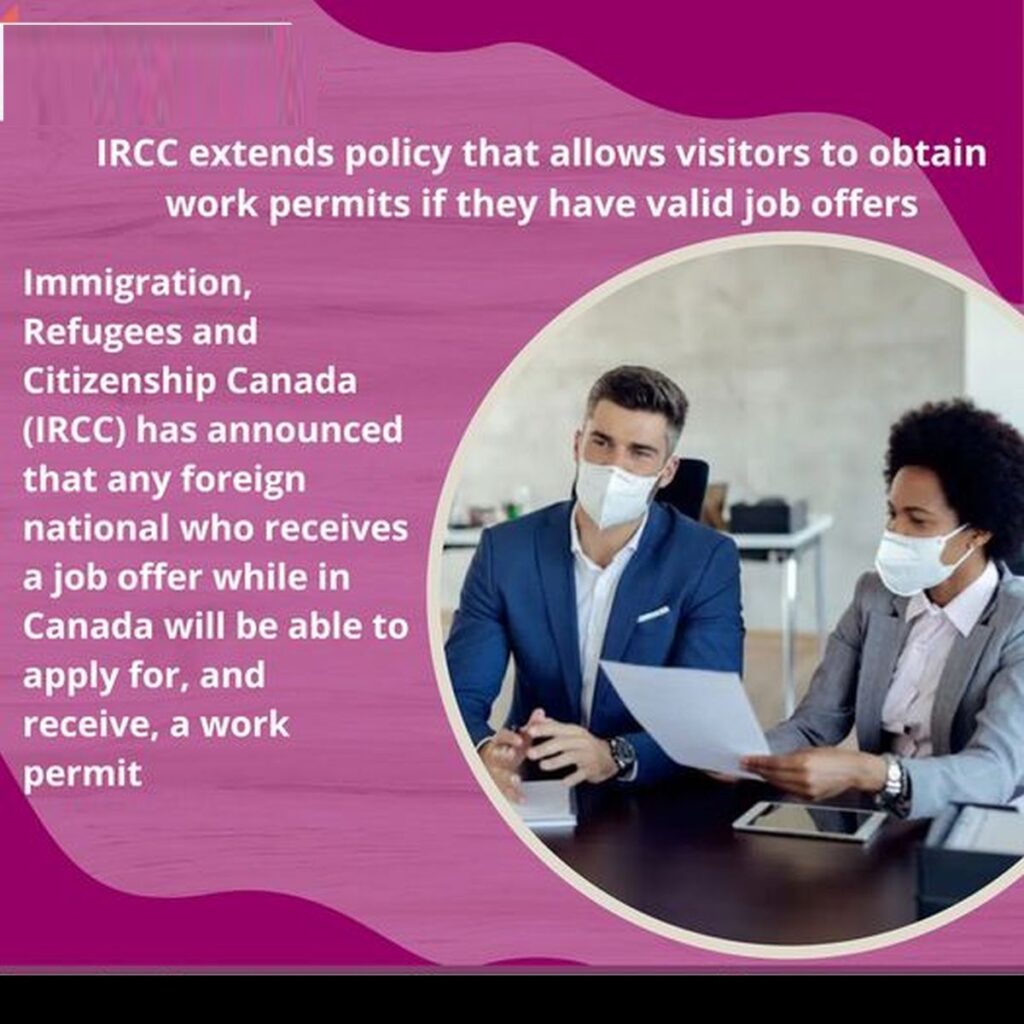 Can a visitor to Canada get work permit if he gets job offer